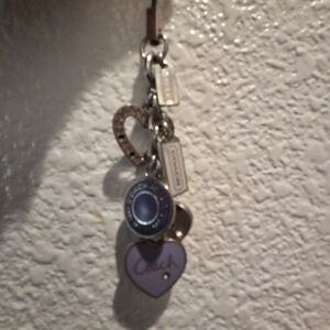 Coach Purple and Silver Charm Keychain